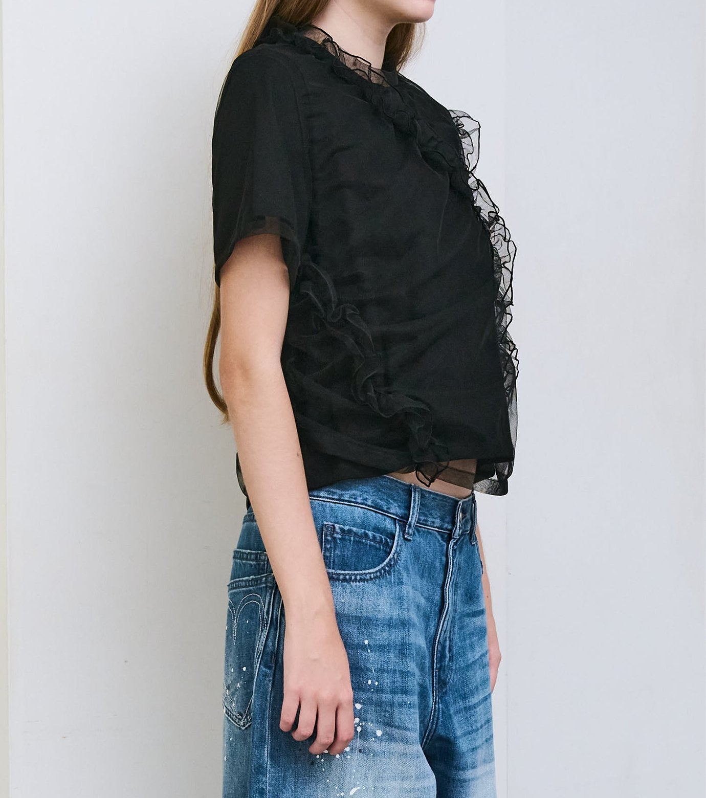 Tulle Ruffle Detail T-Shirt