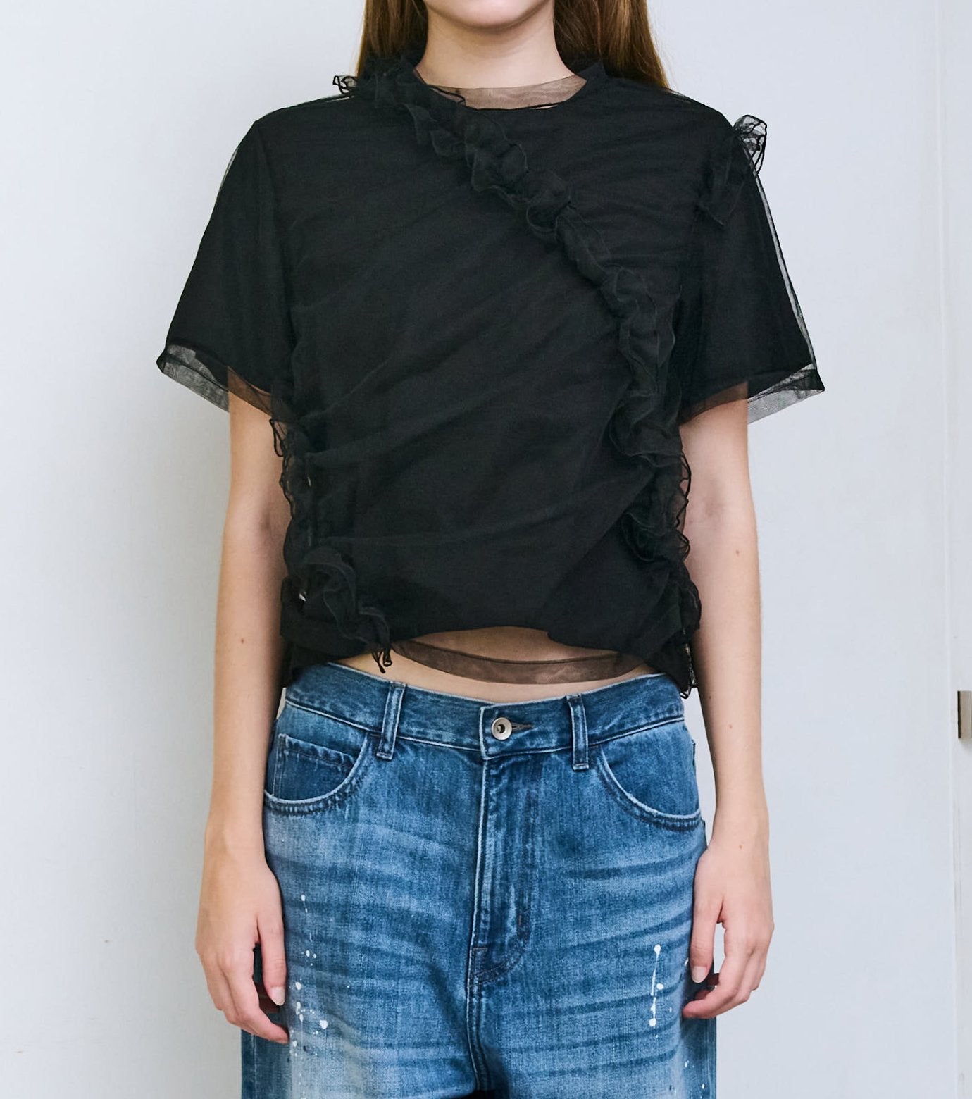 Tulle Ruffle Detail T-Shirt