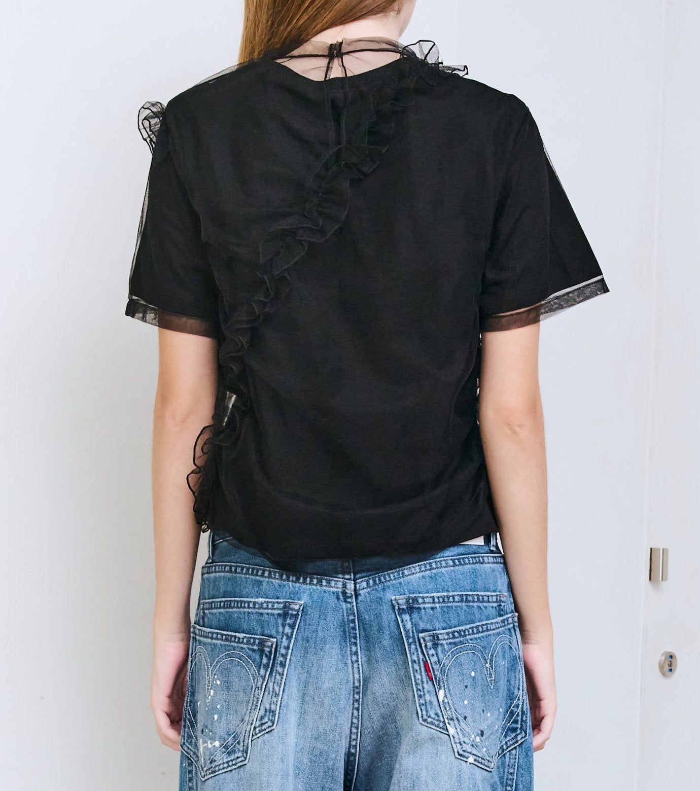 Tulle Ruffle Detail T-Shirt