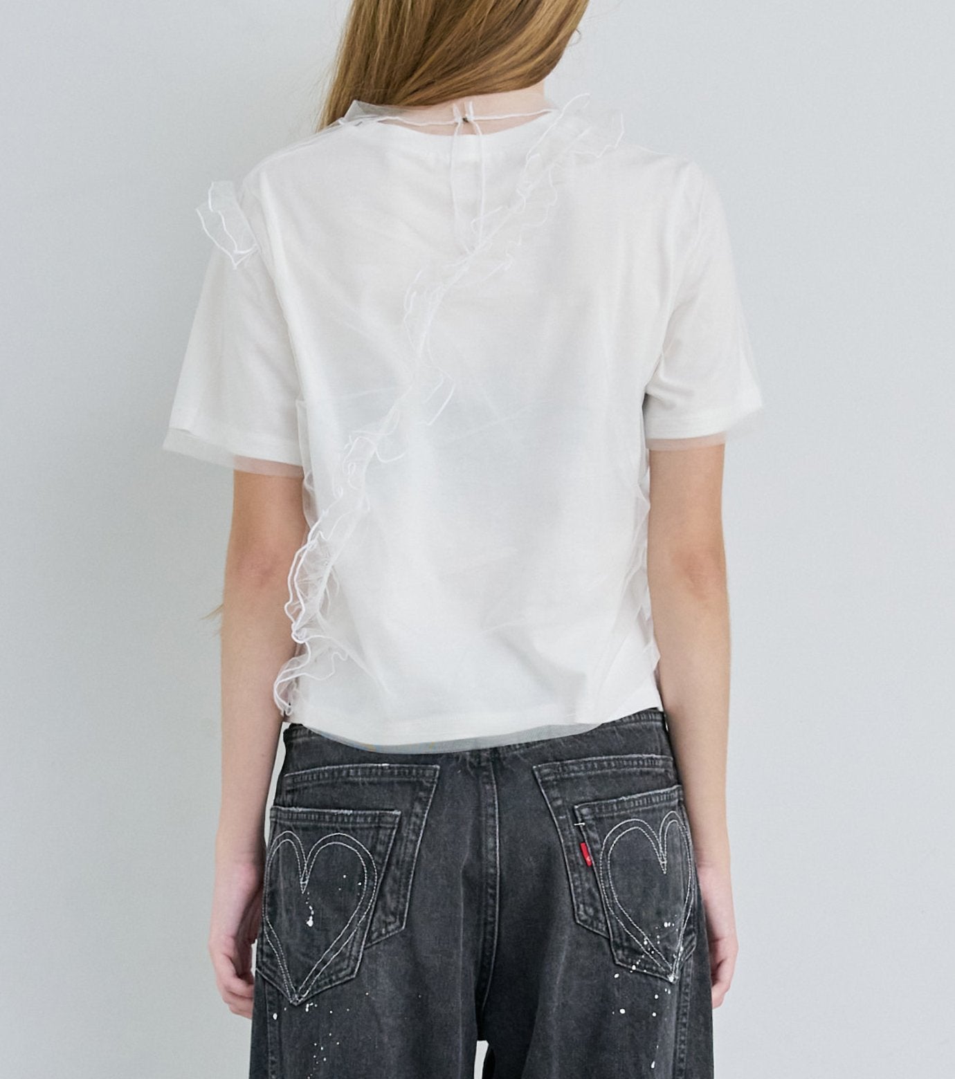 Tulle Ruffle Detail T-Shirt