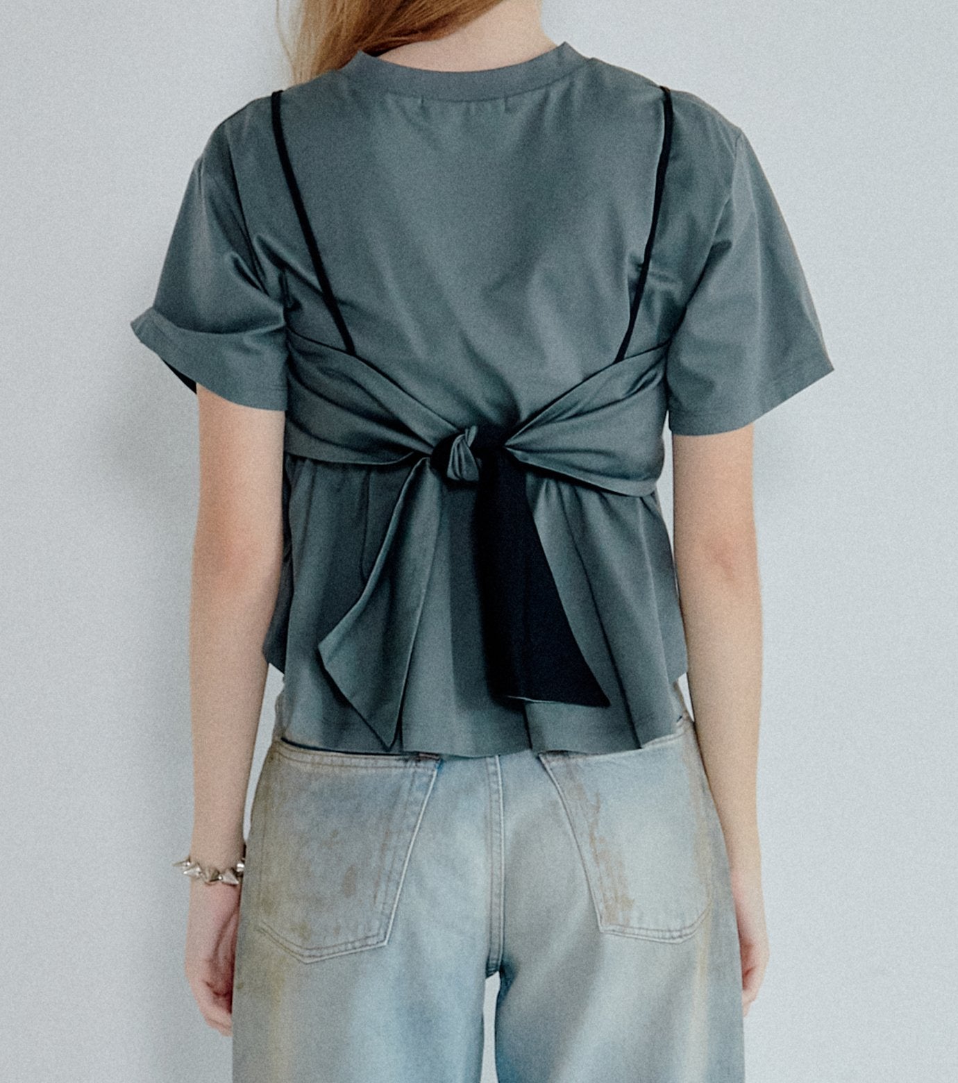 Flared Bow-Detail T-Shirt