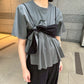 Flared Bow-Detail T-Shirt