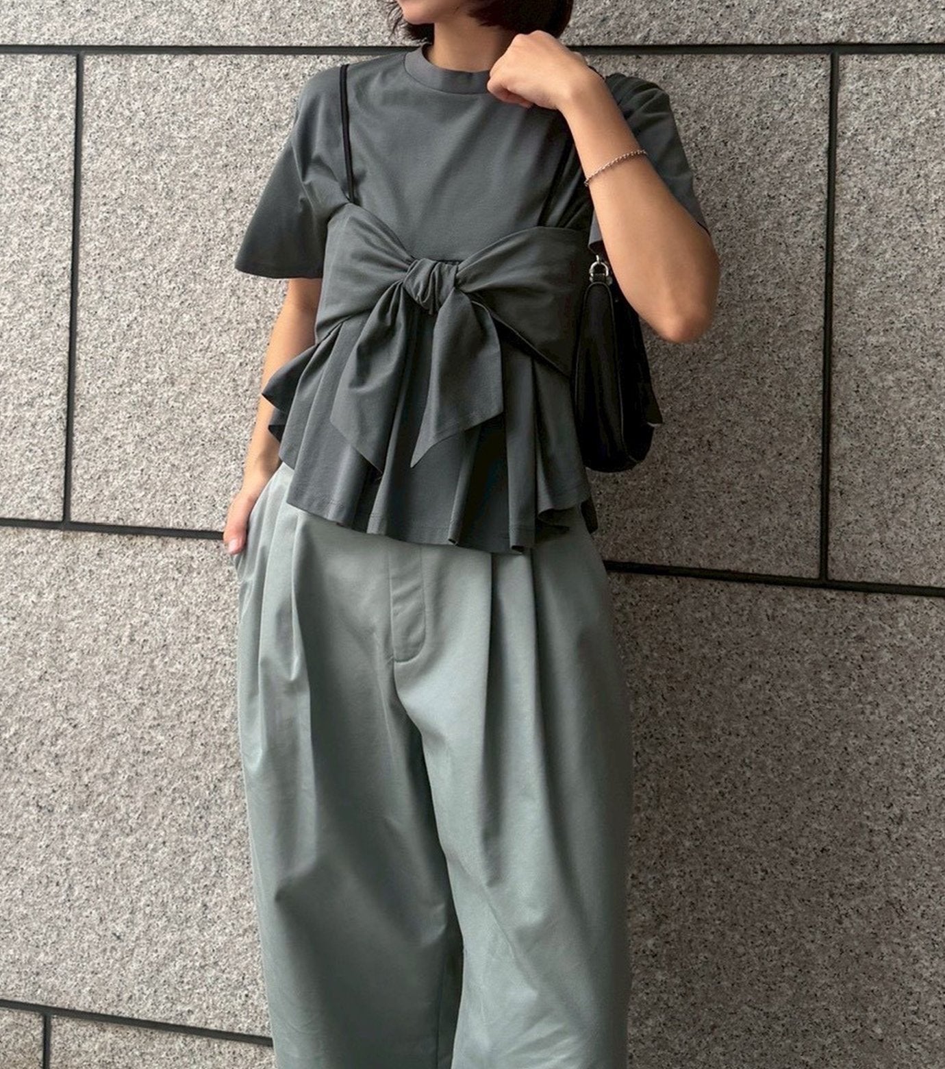 Flared Bow-Detail T-Shirt