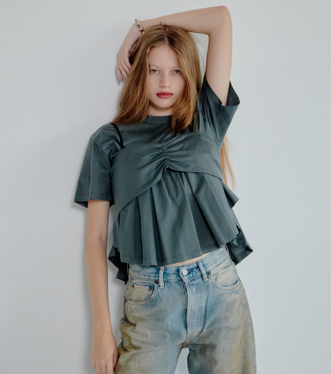 Flared Bow-Detail T-Shirt
