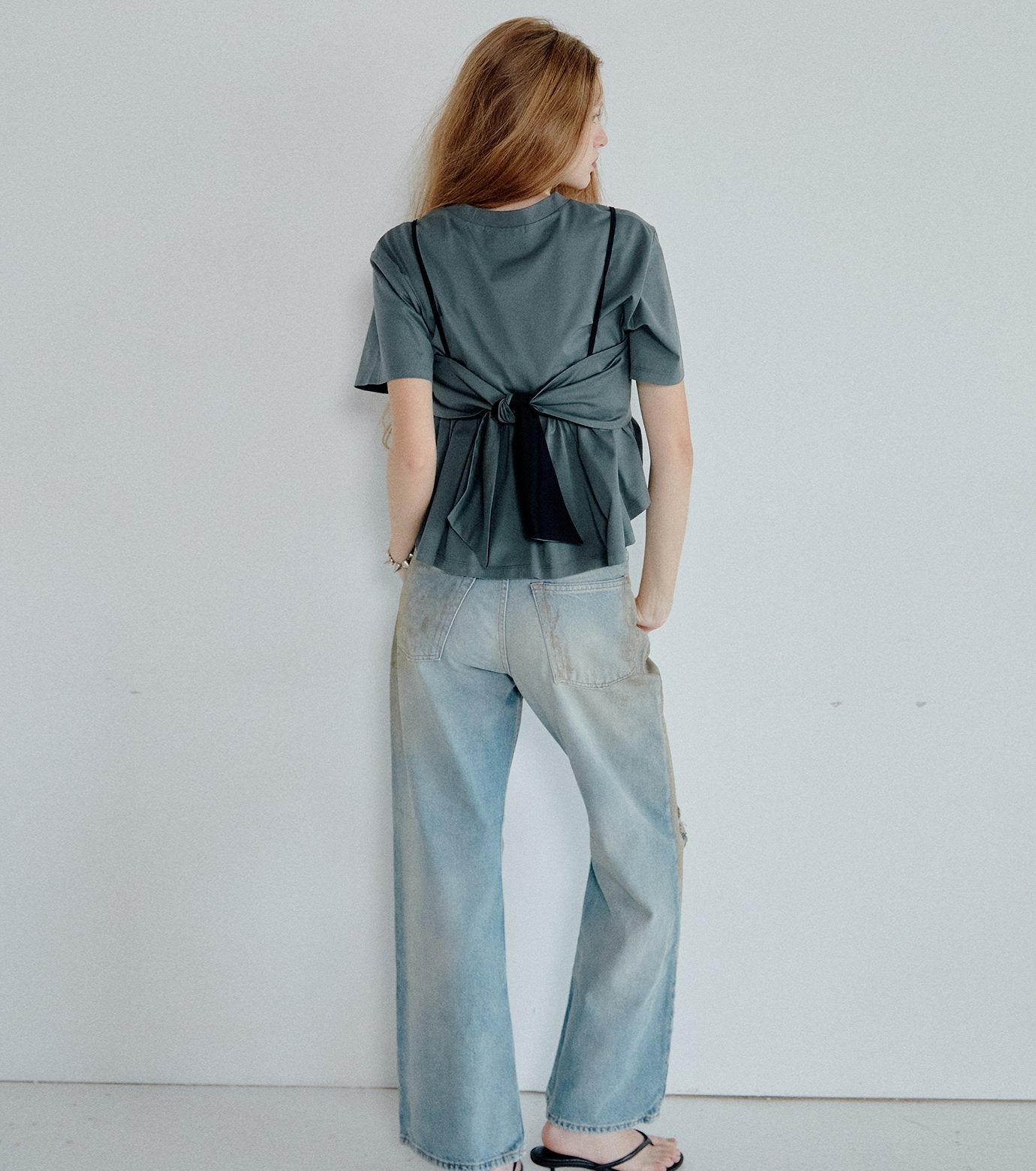 Flared Bow-Detail T-Shirt