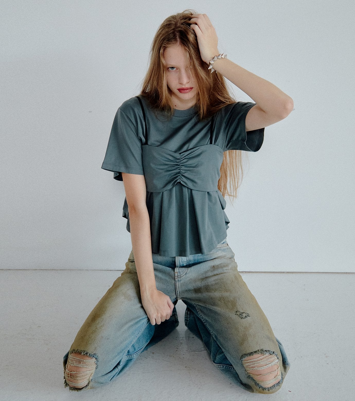 Flared Bow-Detail T-Shirt