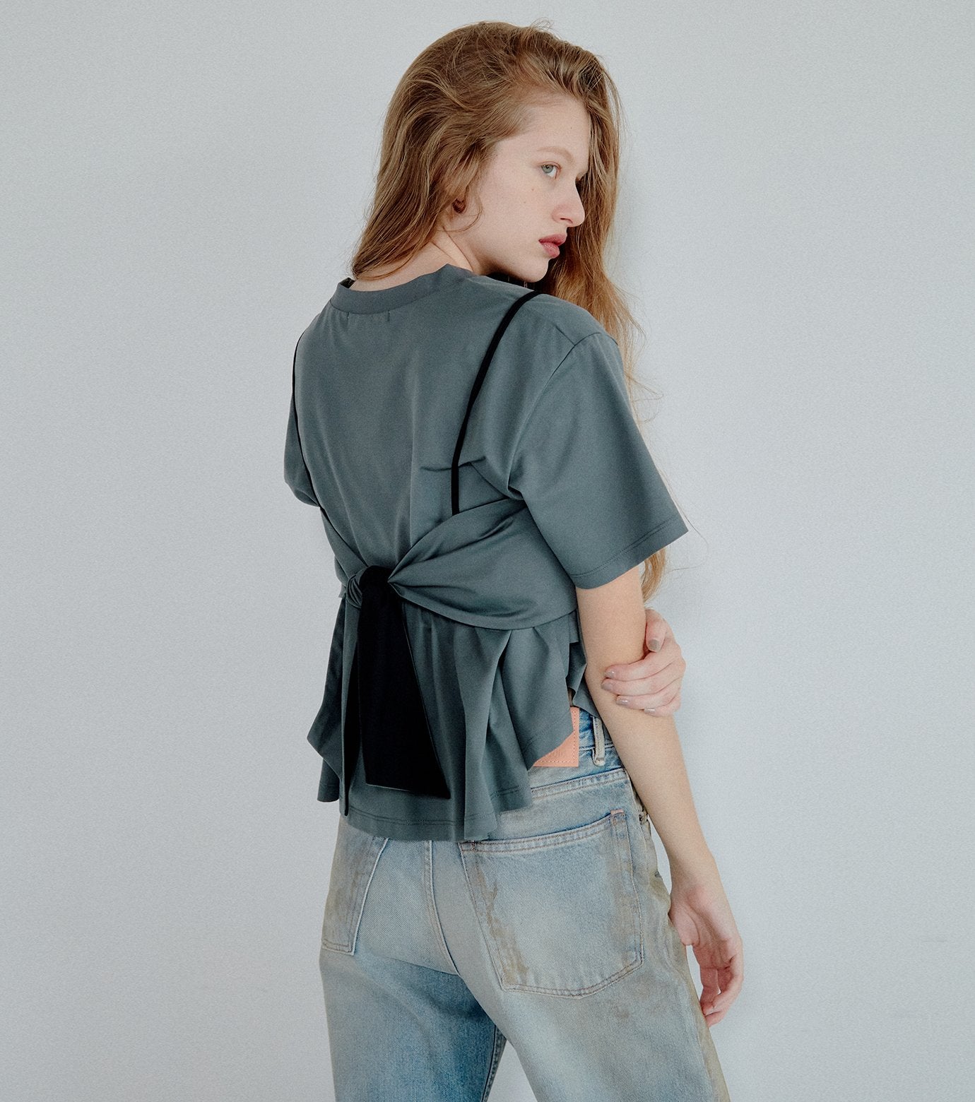 Flared Bow-Detail T-Shirt