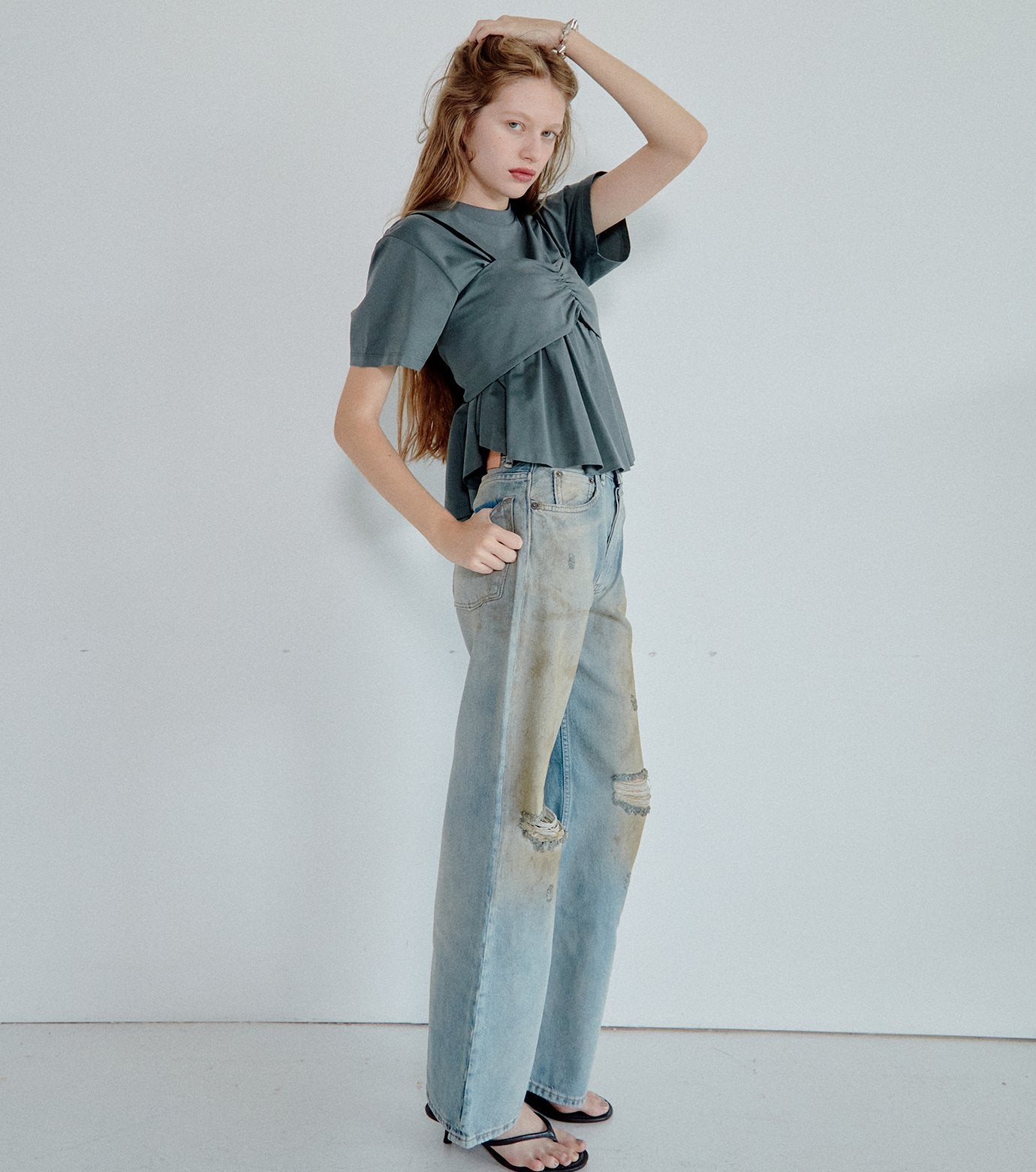 Flared Bow-Detail T-Shirt