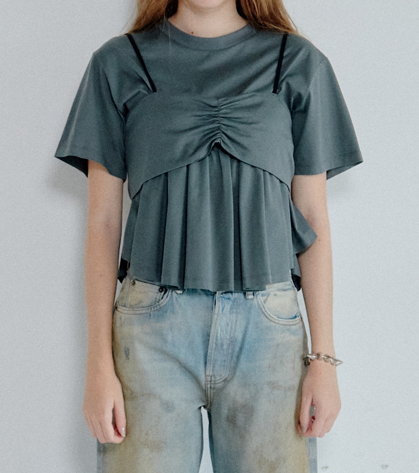 Flared Bow-Detail T-Shirt