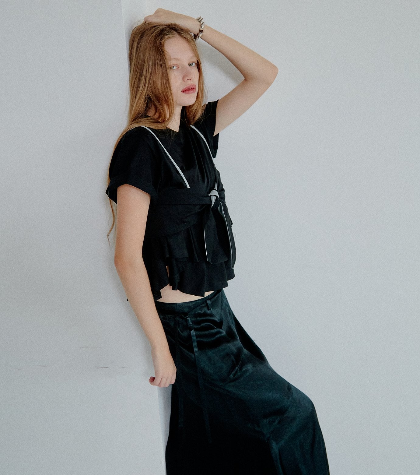 Flared Bow-Detail T-Shirt