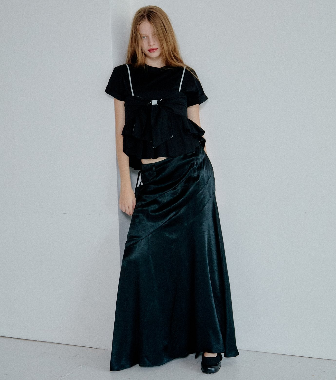 Flared Bow-Detail T-Shirt