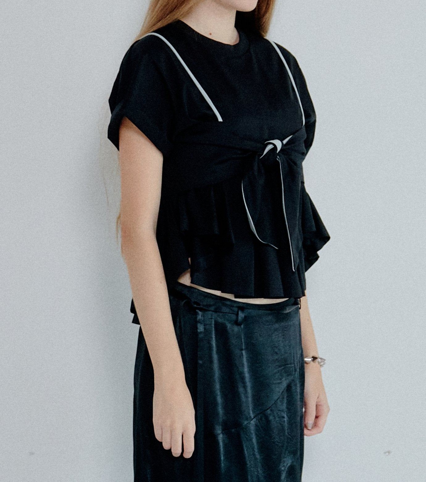 Flared Bow-Detail T-Shirt
