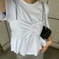 Flared Bow-Detail T-Shirt