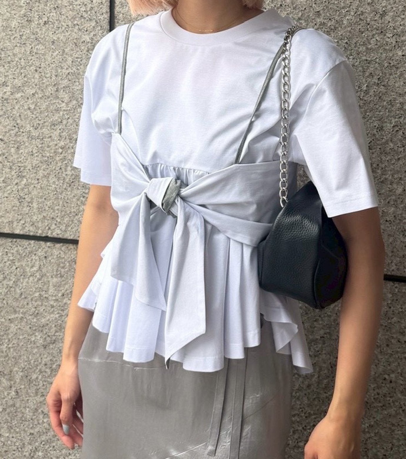 Flared Bow-Detail T-Shirt