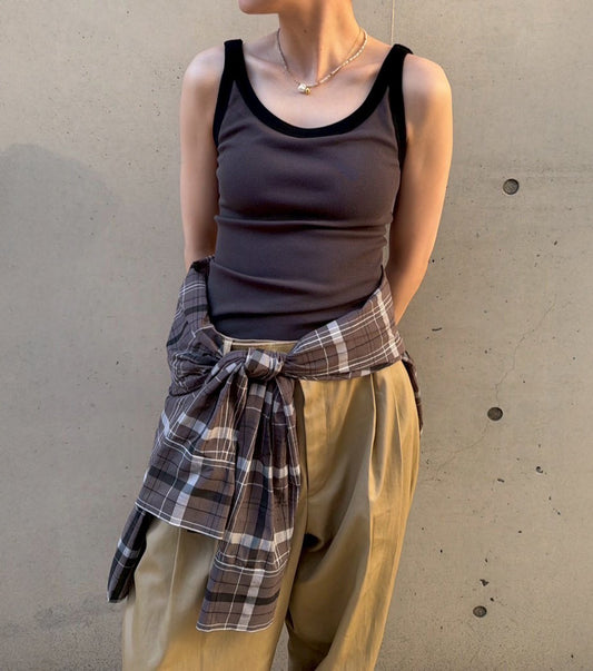 Contrast Trim Rib Tank