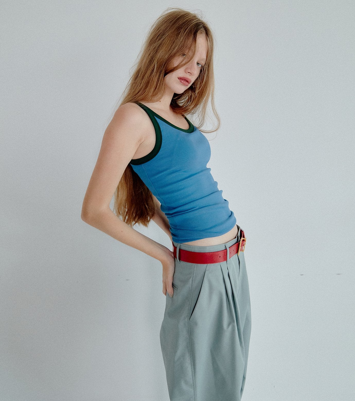 Contrast Trim Rib Tank