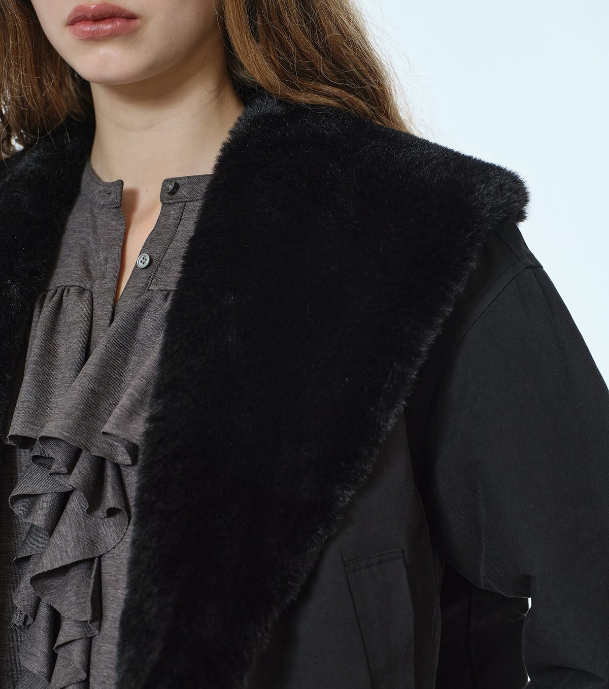 Wool Jersey Ruffle Top