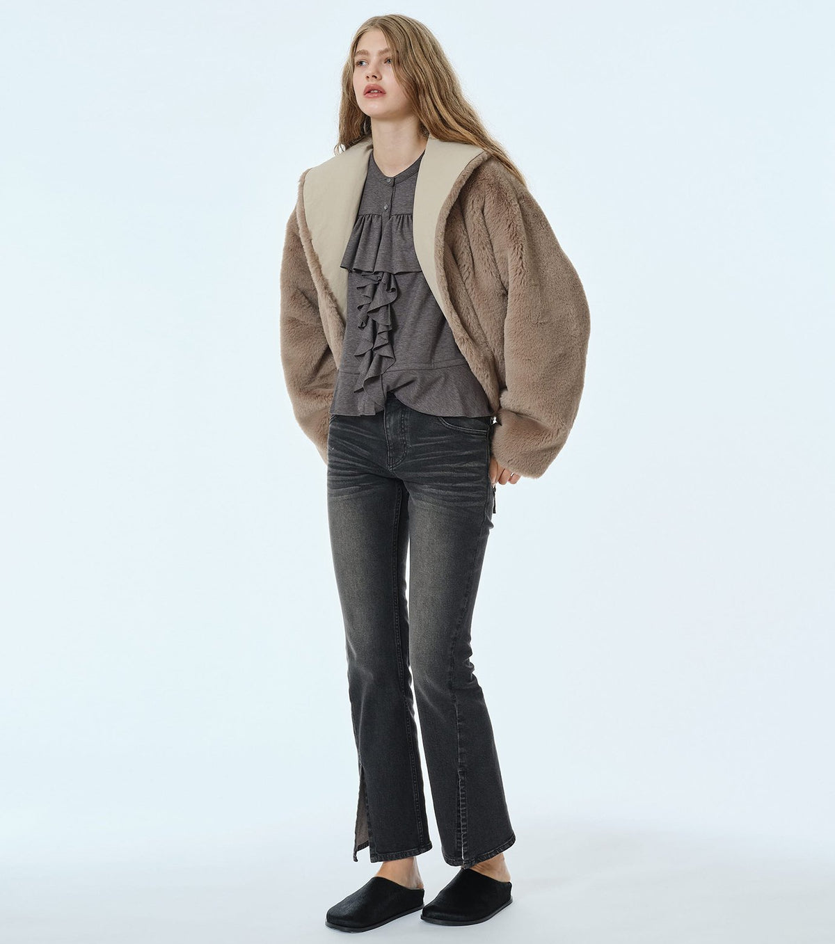 Wool Jersey Ruffle Top