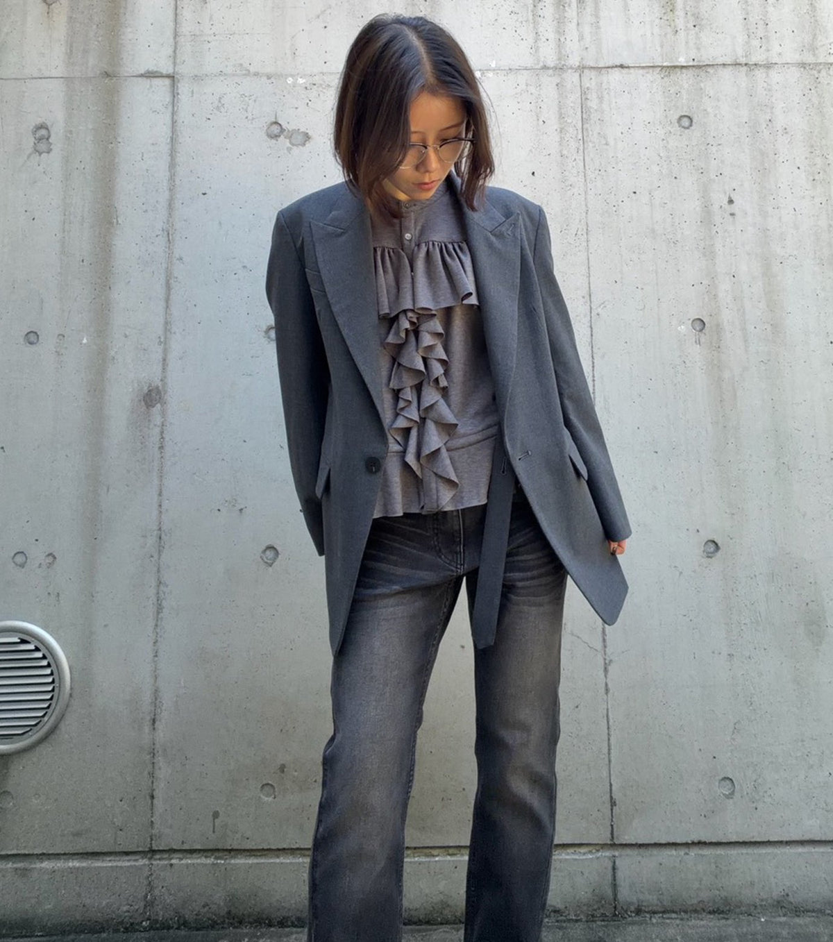 Wool Jersey Ruffle Top