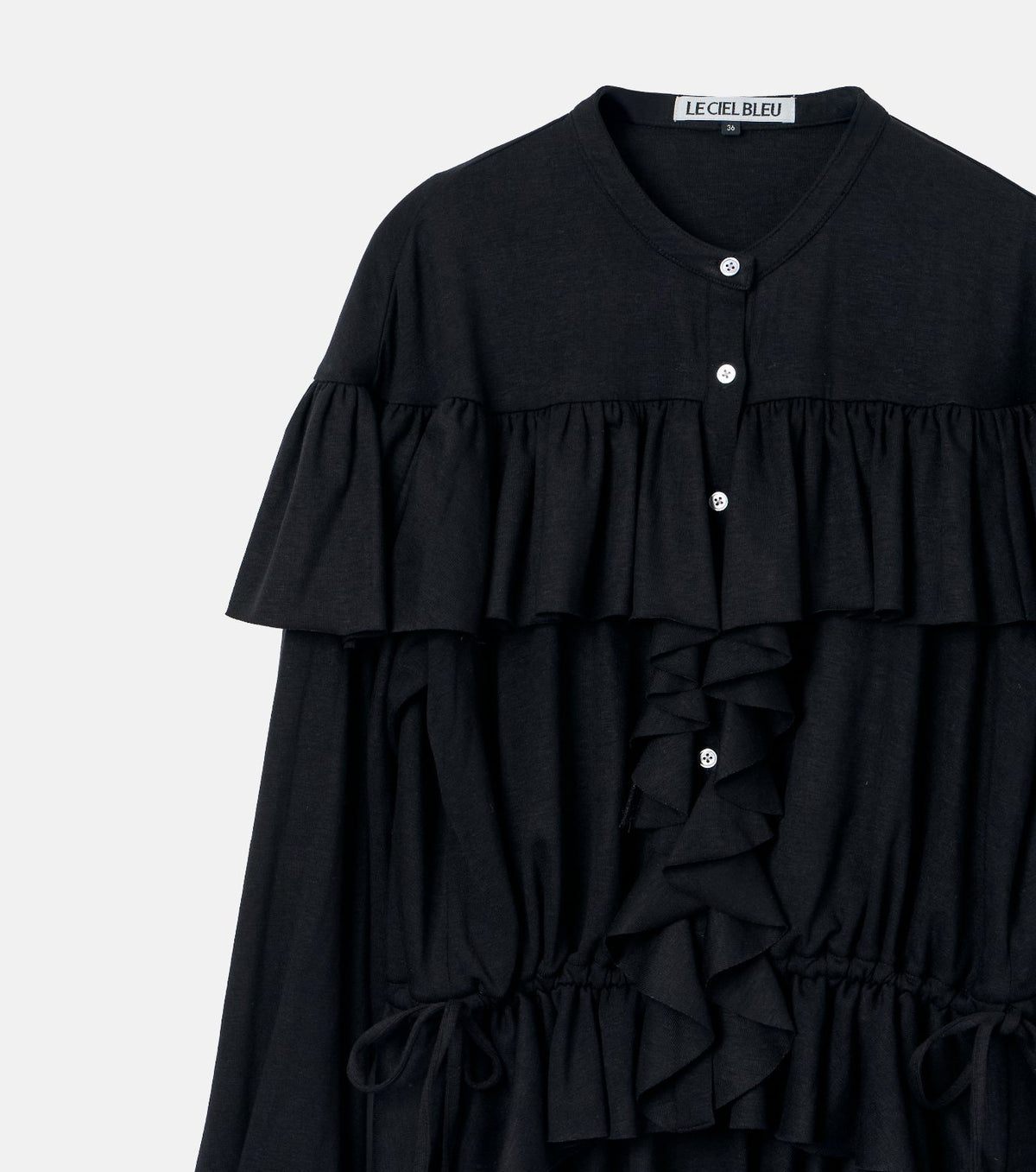 Wool Jersey Ruffle Top