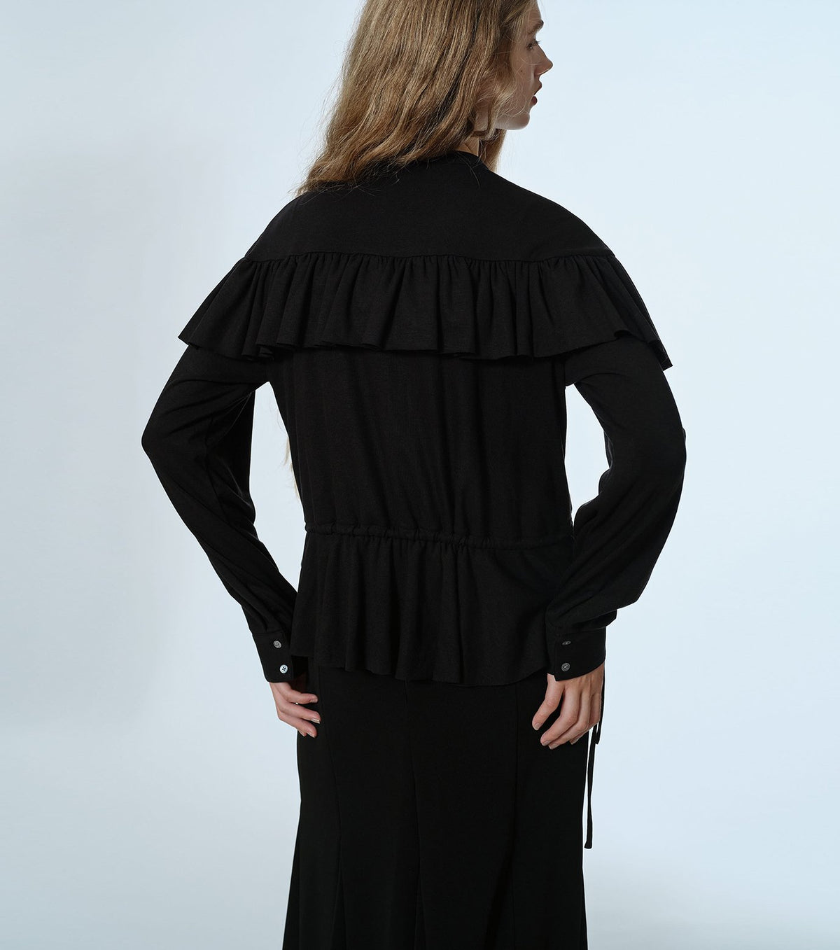 Wool Jersey Ruffle Top