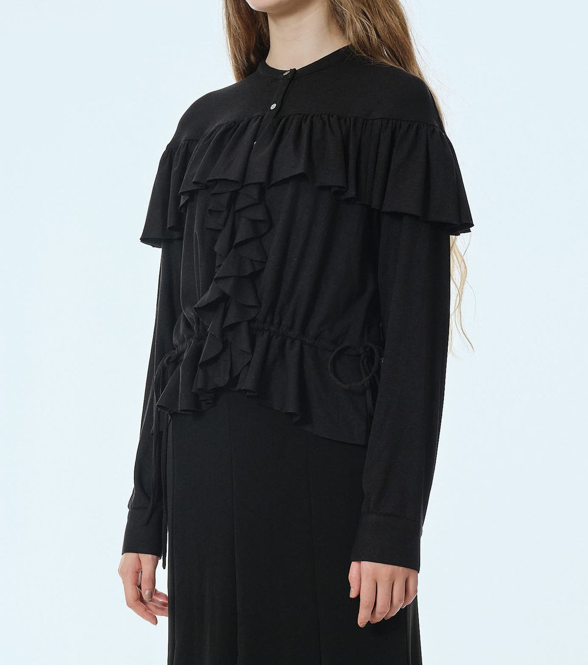 Wool Jersey Ruffle Top