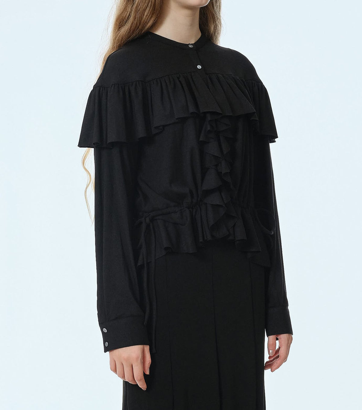 Wool Jersey Ruffle Top