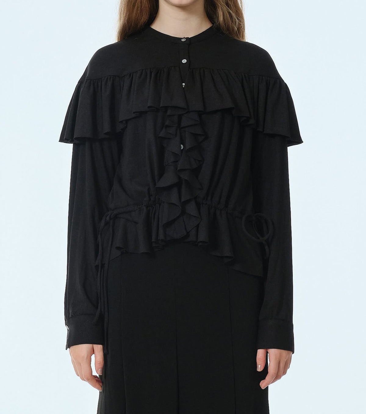 Wool Jersey Ruffle Top