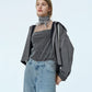 Embroidered Tulle Bow Tie Top