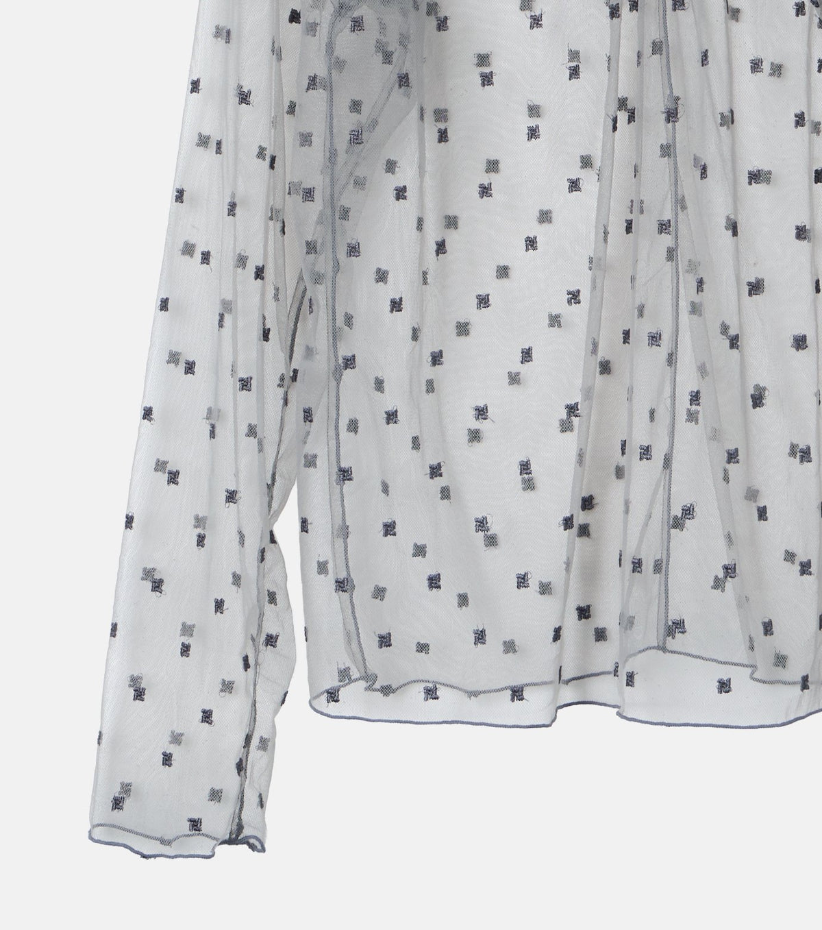Embroidered Tulle Bow Tie Top
