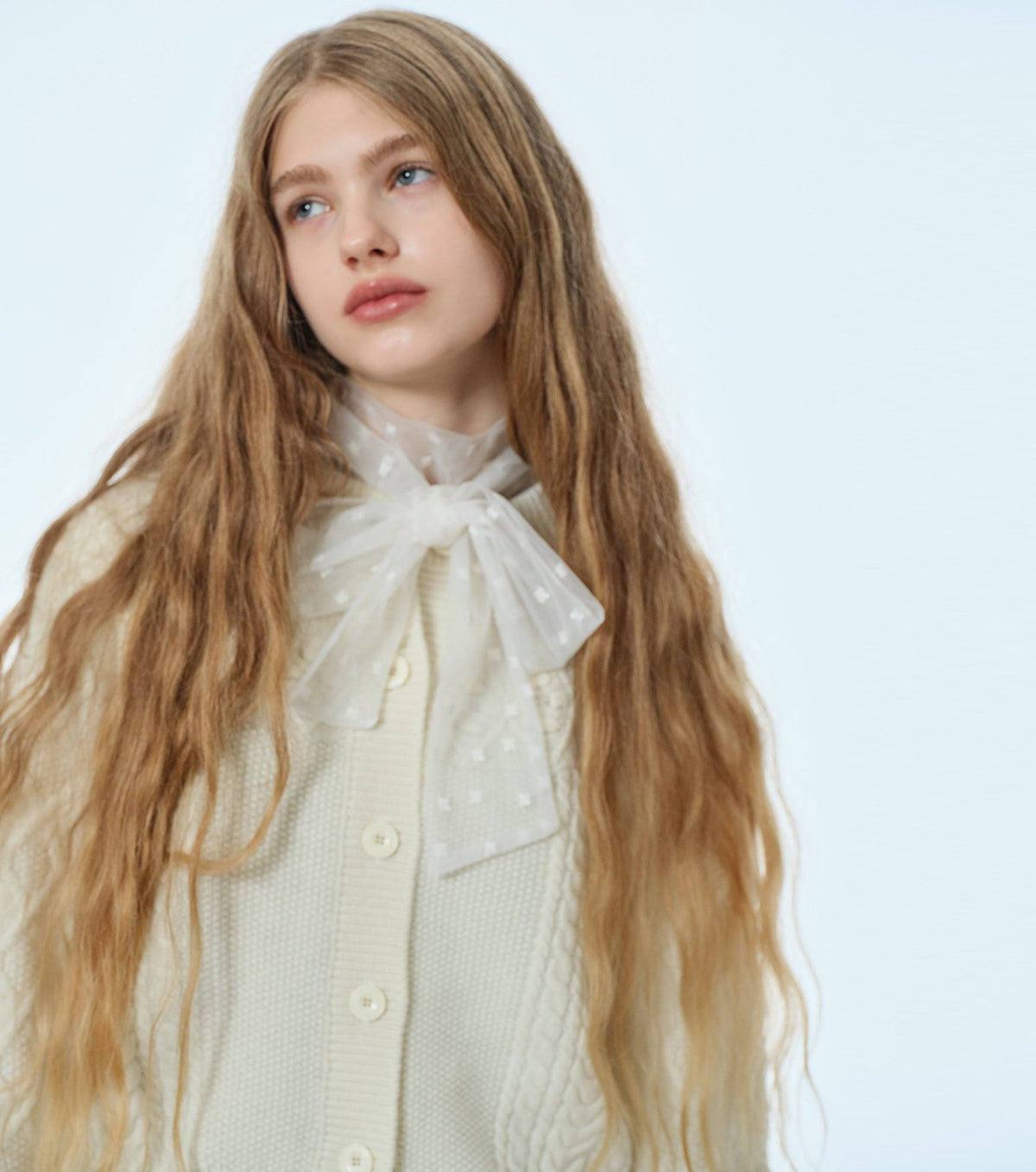 Embroidered Tulle Bow Tie Top