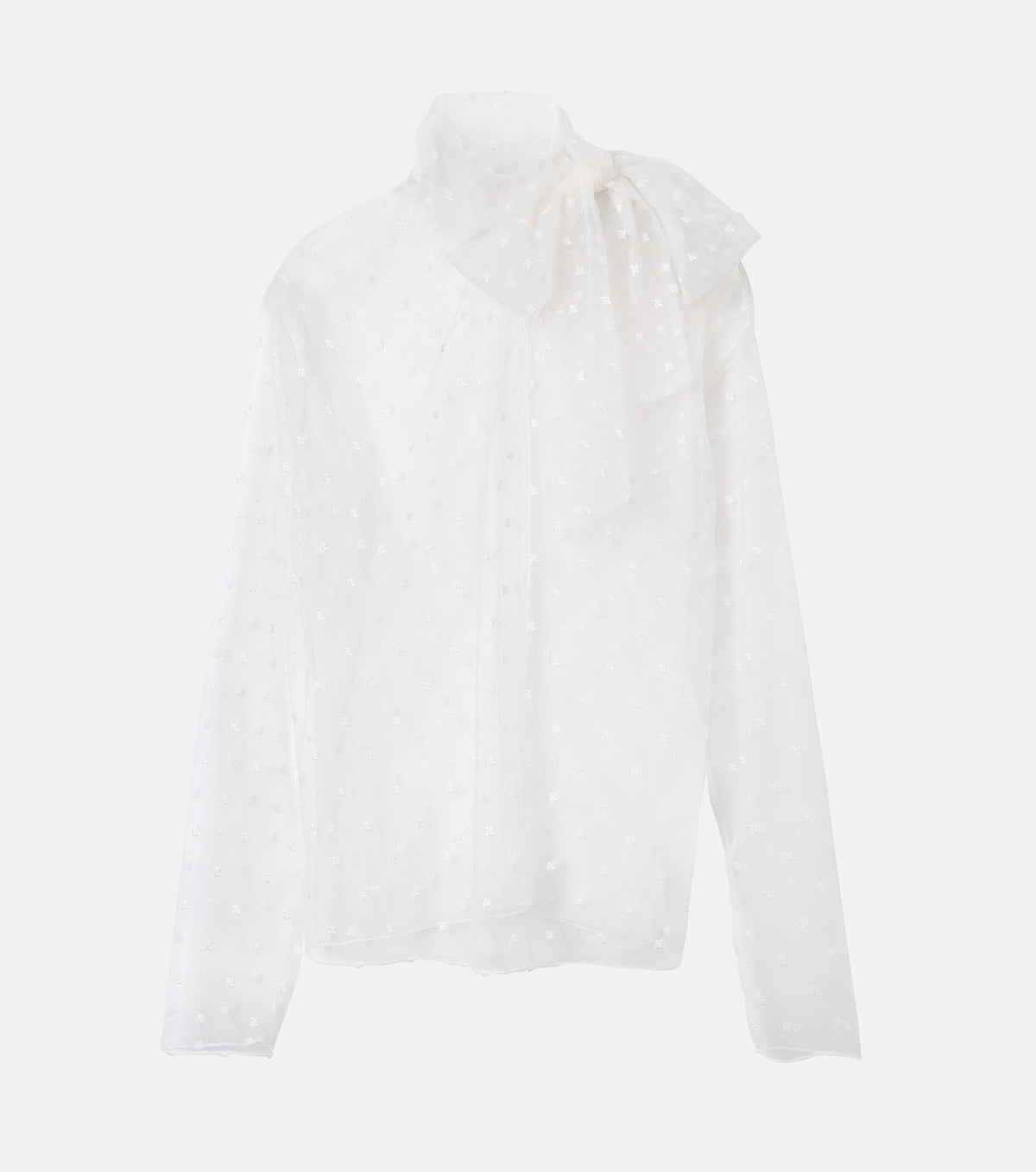 Embroidered Tulle Bow Tie Top