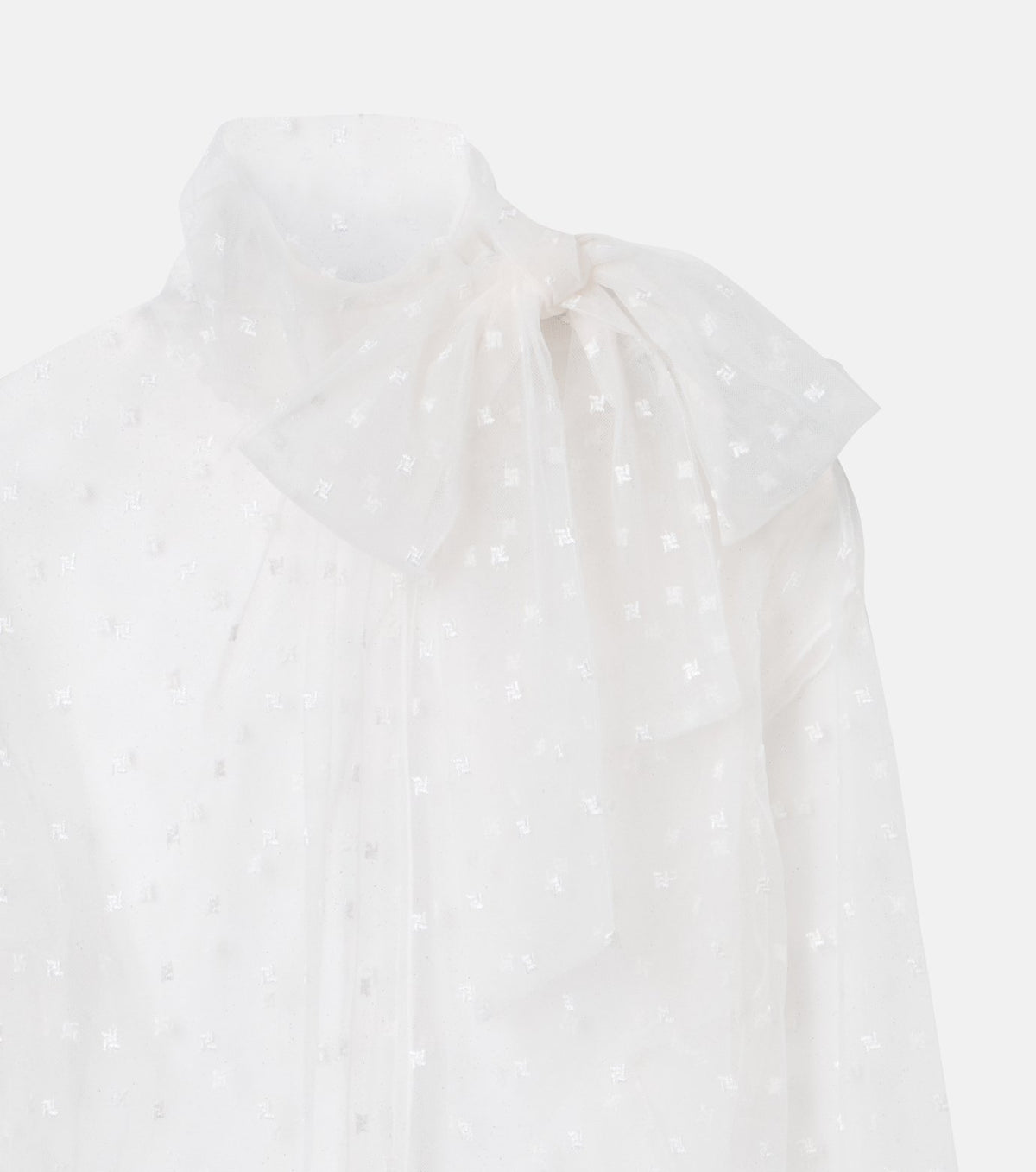 Embroidered Tulle Bow Tie Top