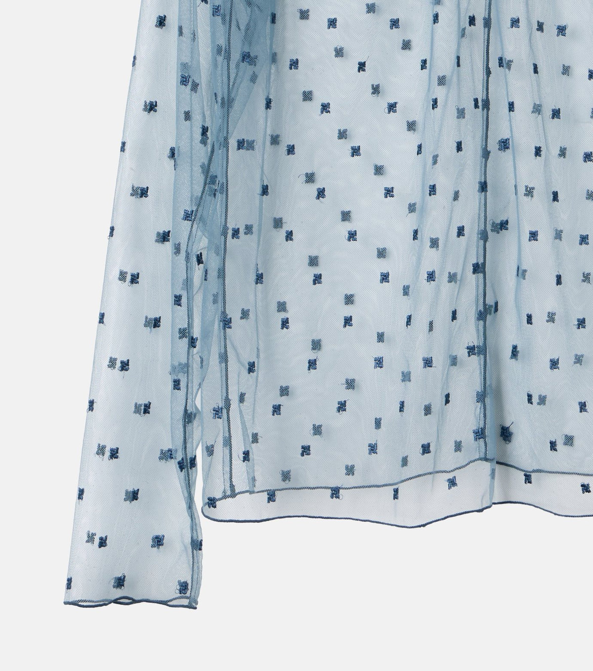 Embroidered Tulle Bow Tie Top