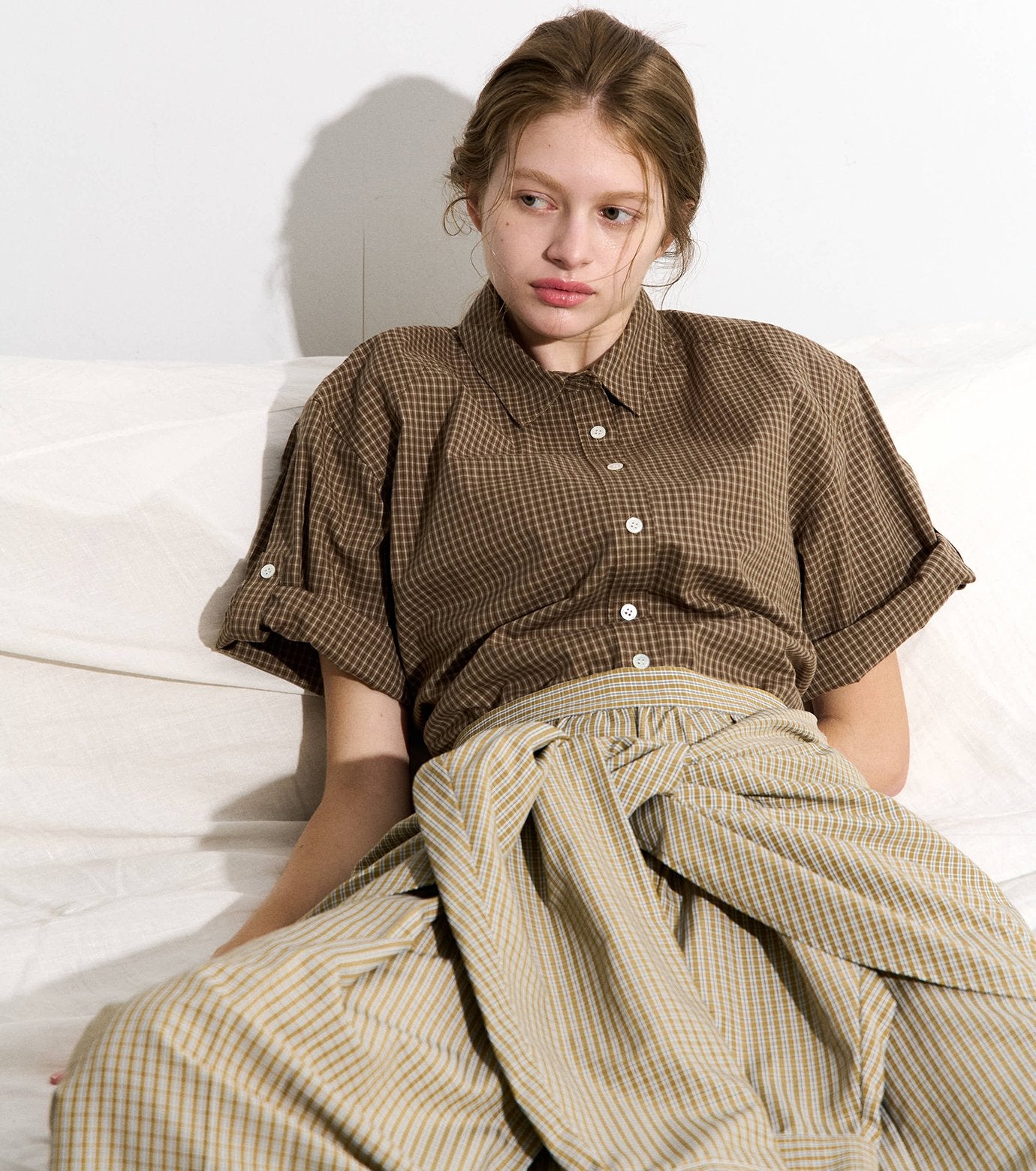 Checked Roll-Up Sleeve Shirt