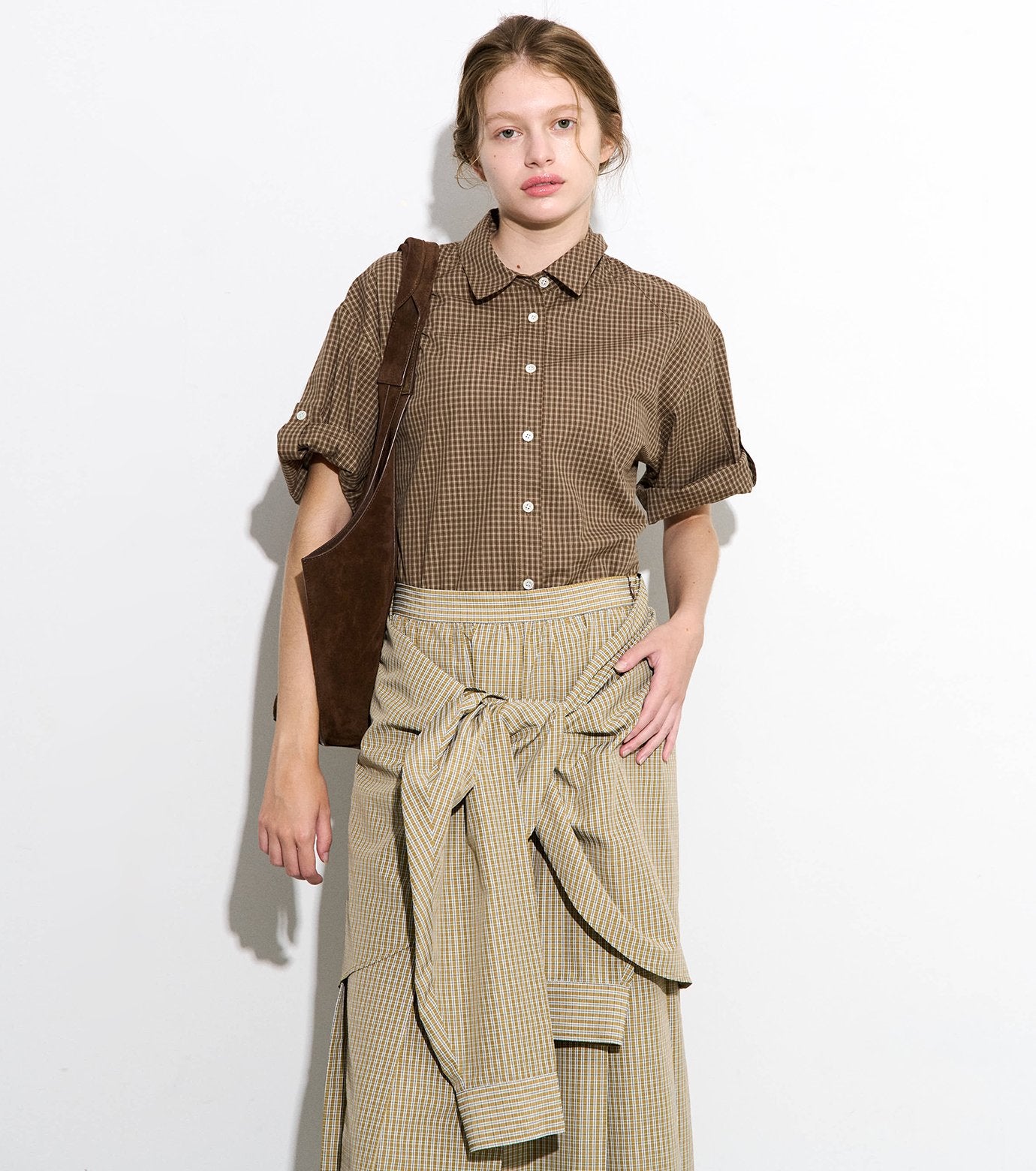 Checked Roll-Up Sleeve Shirt