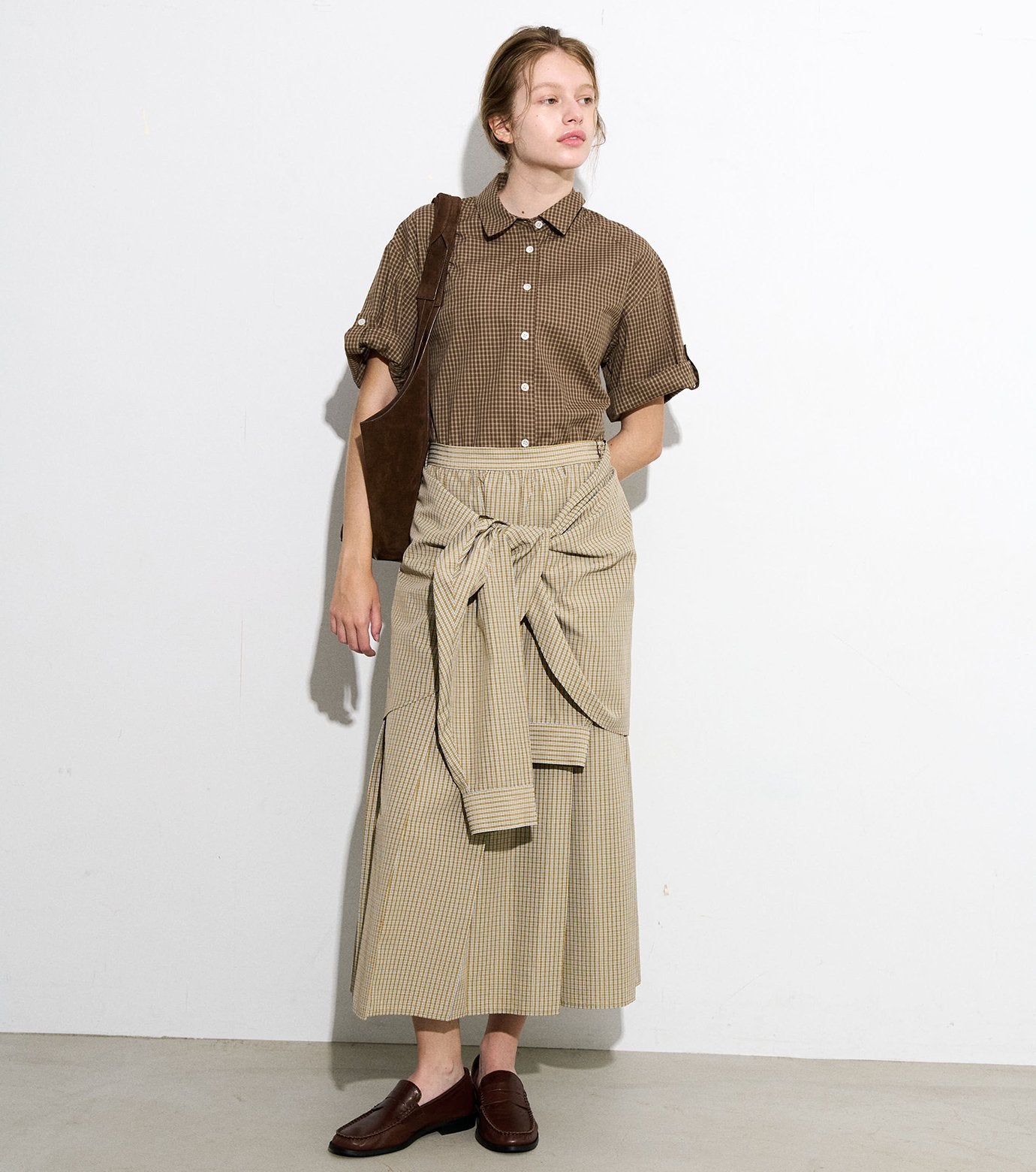 Checked Roll-Up Sleeve Shirt