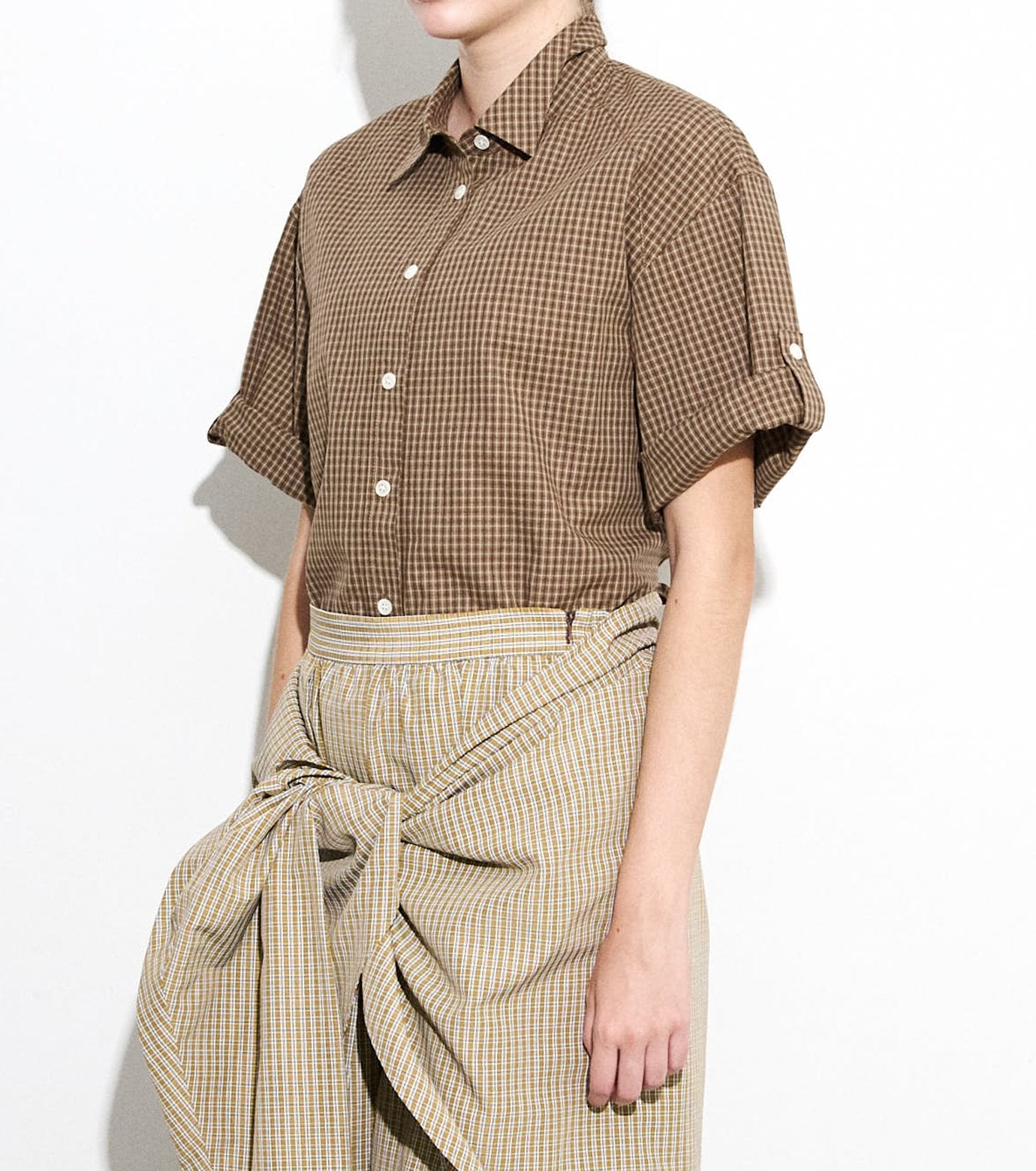Checked Roll-Up Sleeve Shirt
