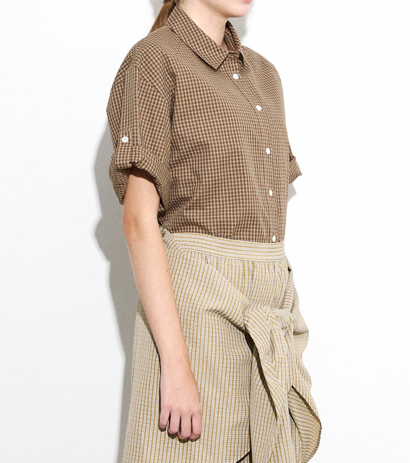 Checked Roll-Up Sleeve Shirt
