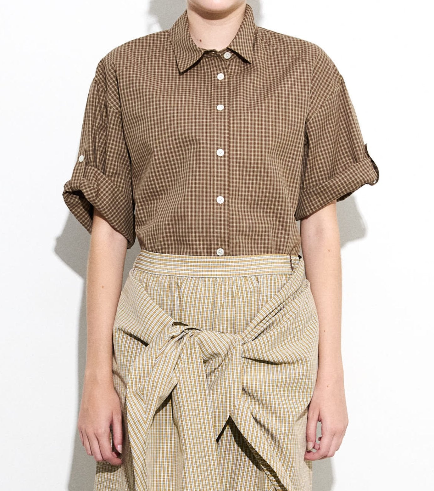 Checked Roll-Up Sleeve Shirt