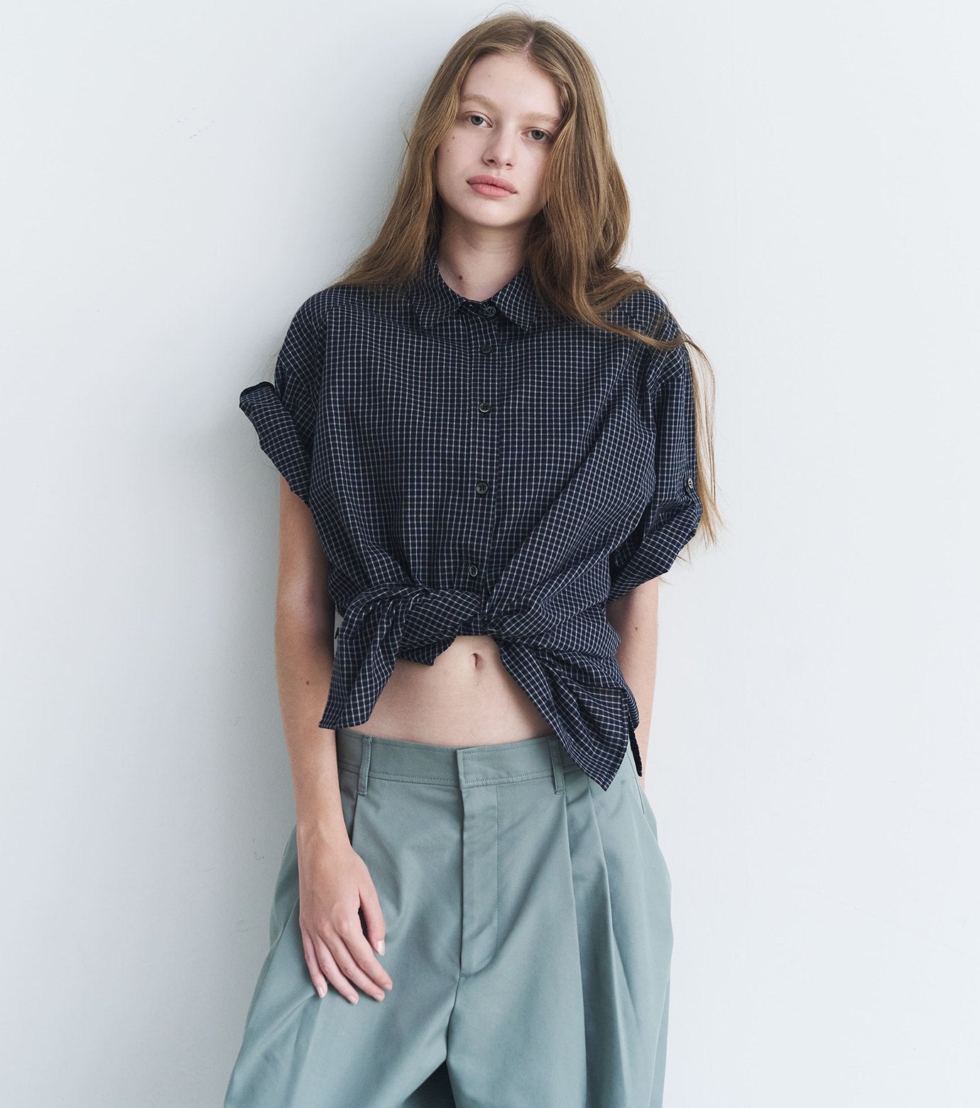 Checked Roll-Up Sleeve Shirt