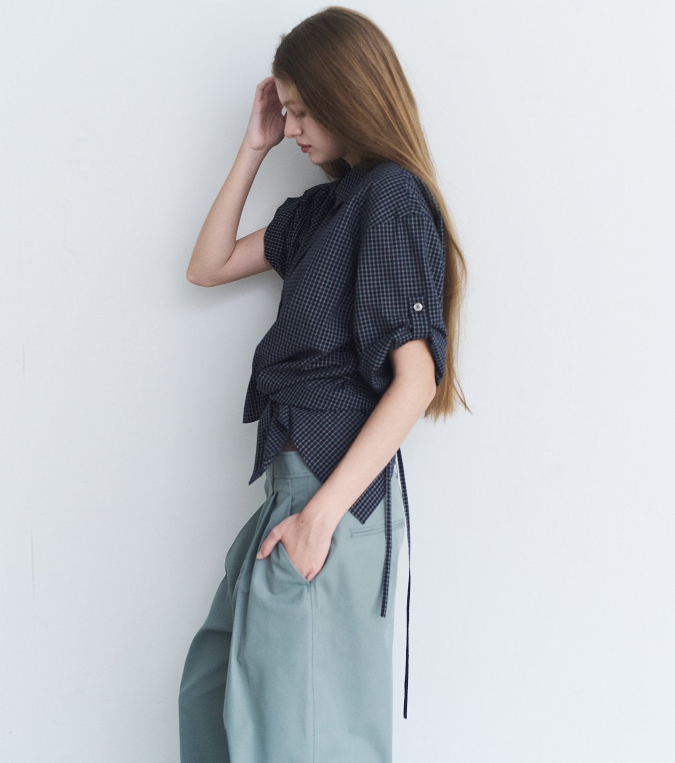 Checked Roll-Up Sleeve Shirt