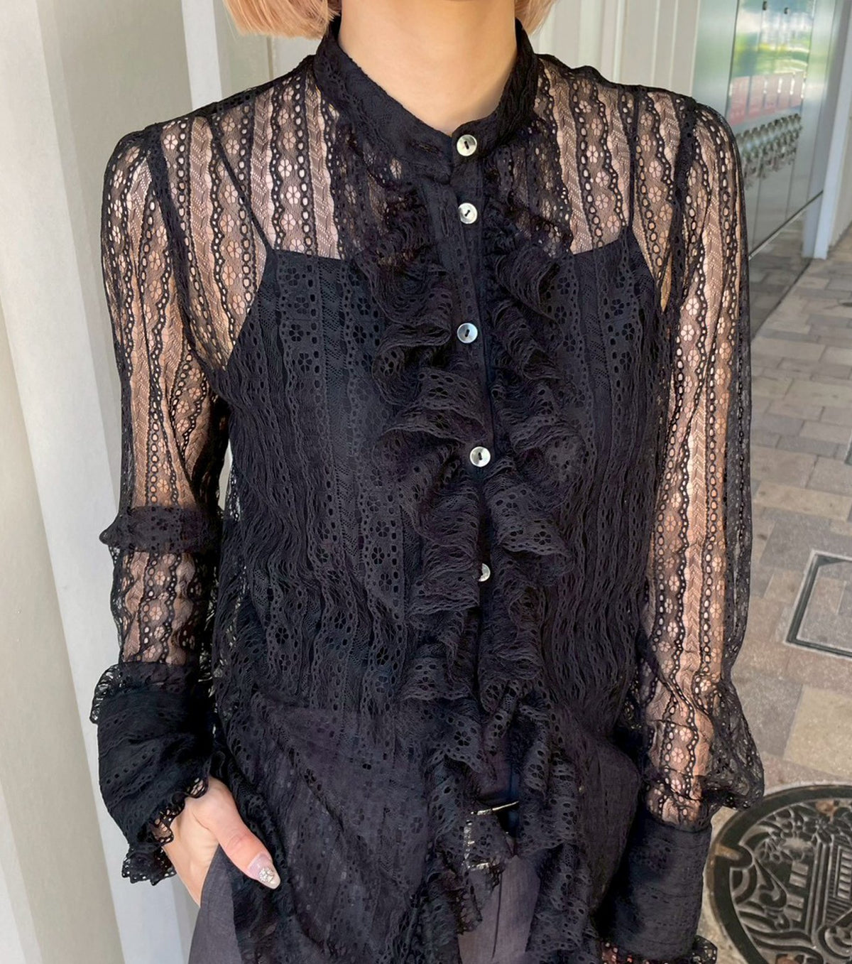 Lace Ruffle Detail Blouse