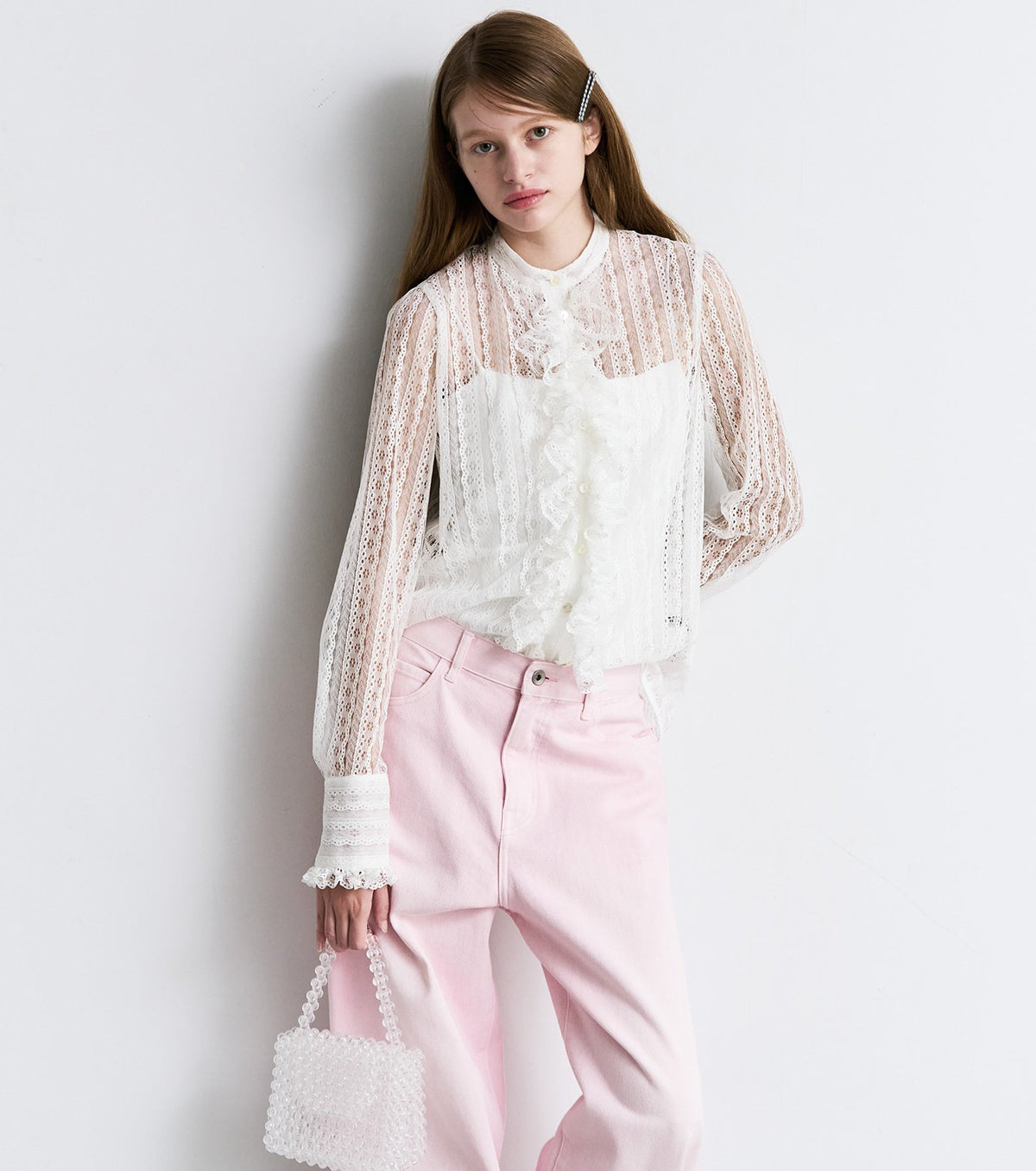 Lace Ruffle Detail Blouse