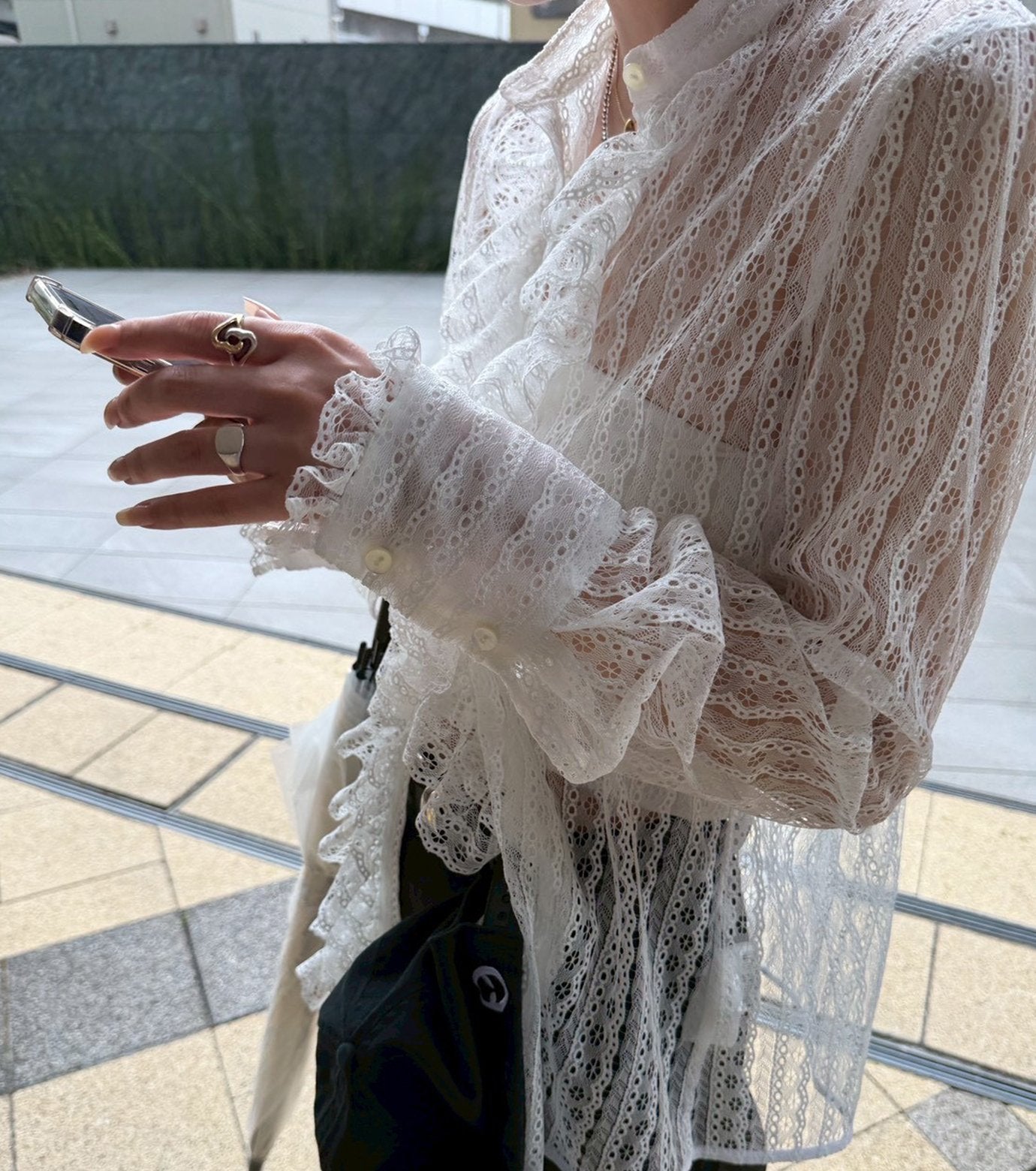 Lace Ruffle Detail Blouse