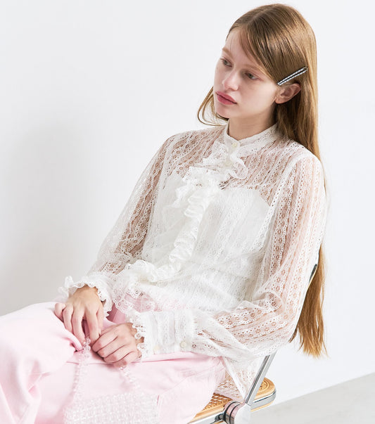 Lace Ruffle Detail Blouse