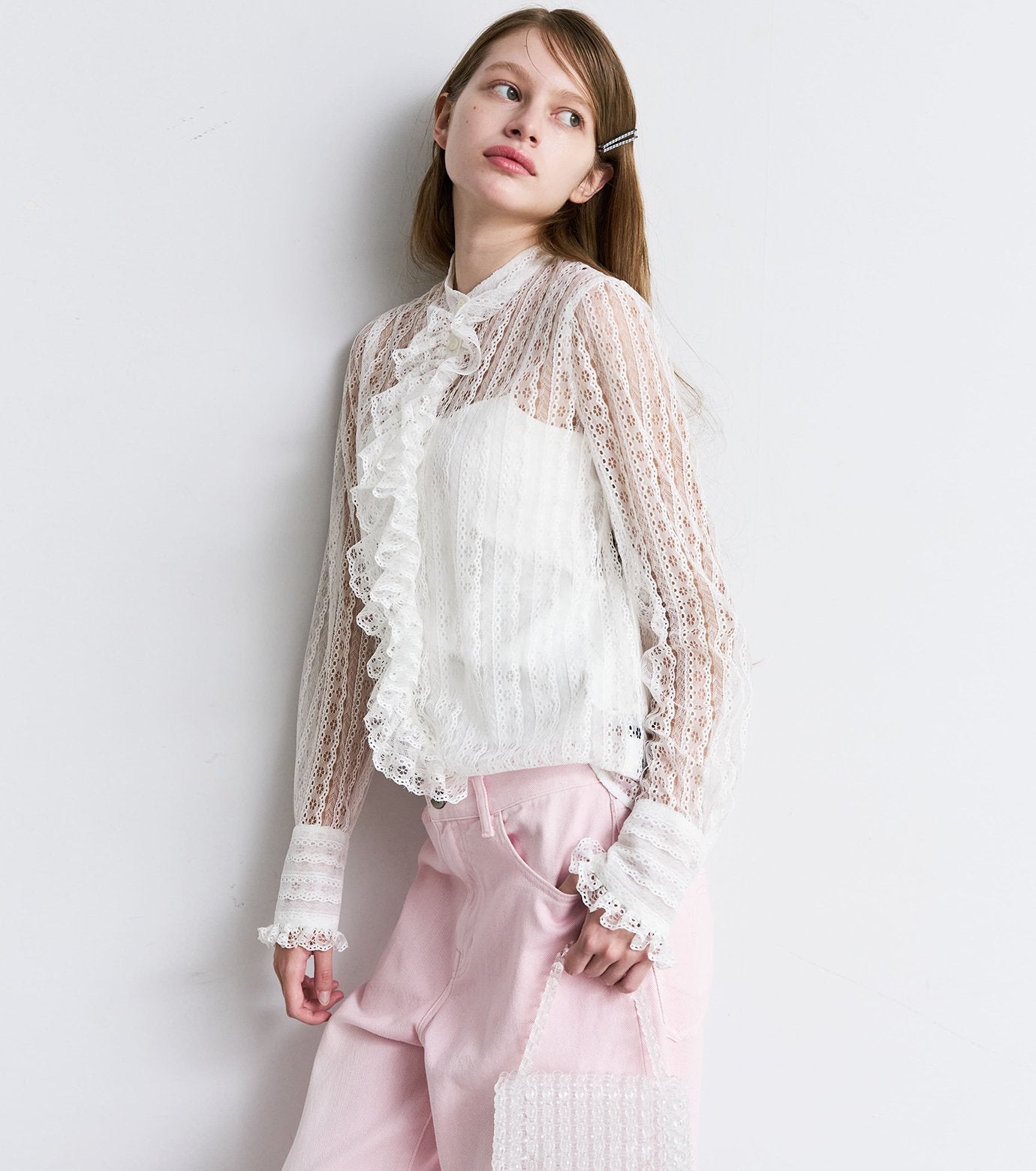 Lace Ruffle Detail Blouse