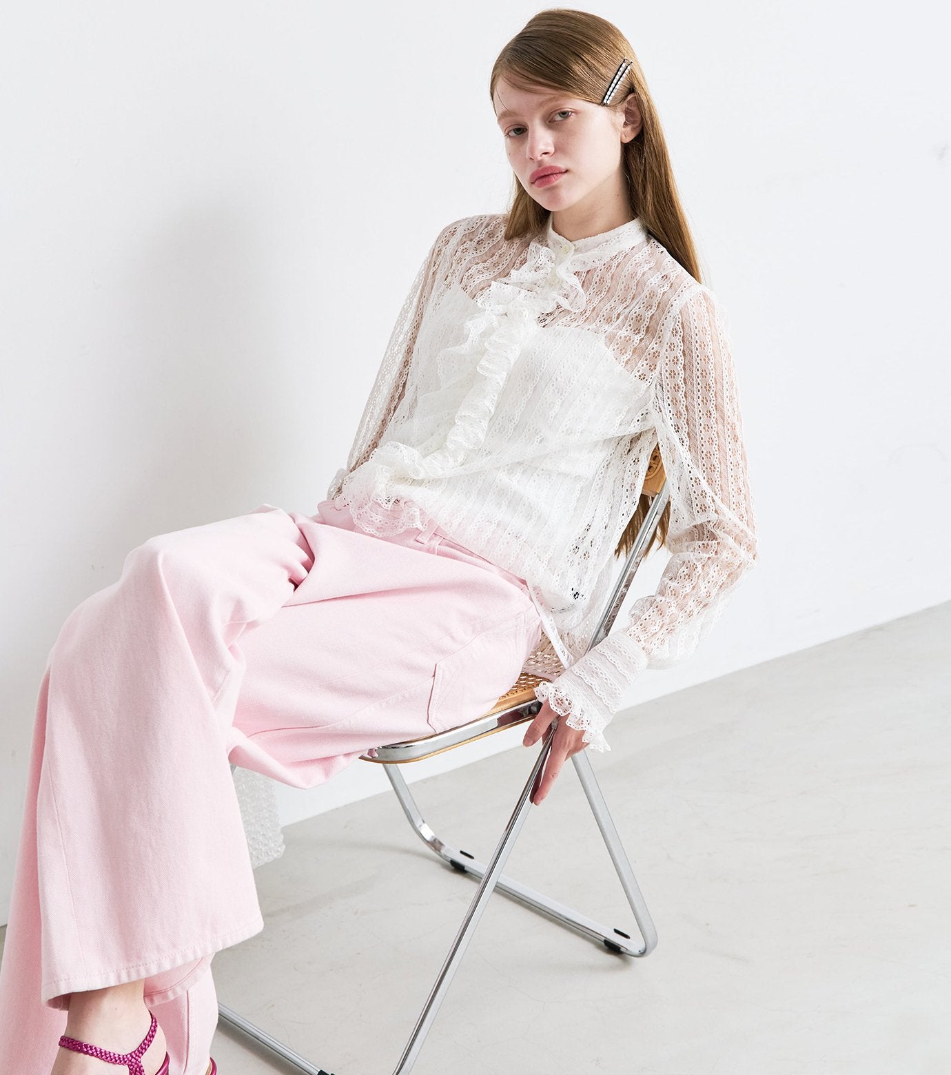 Lace Ruffle Detail Blouse