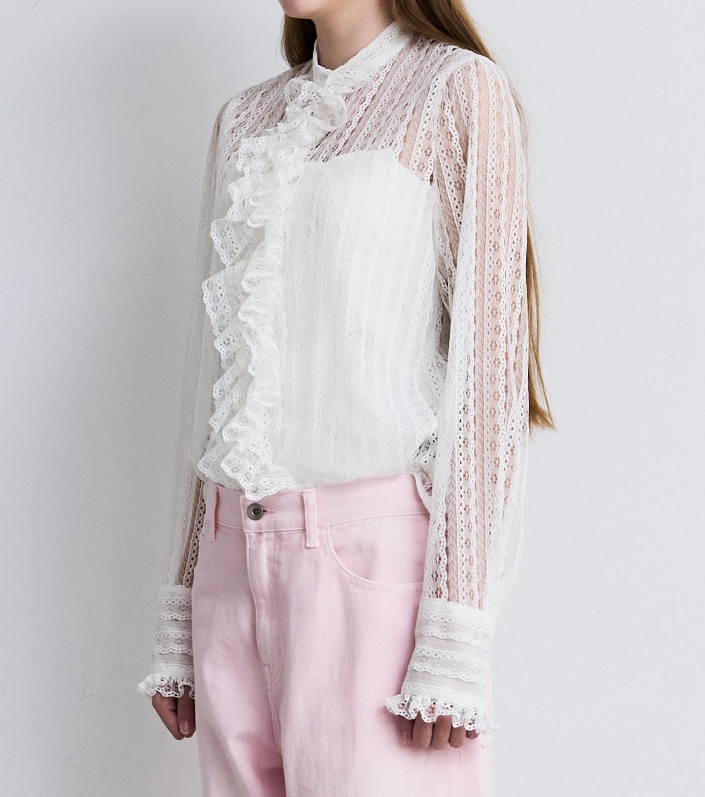 Lace Ruffle Detail Blouse
