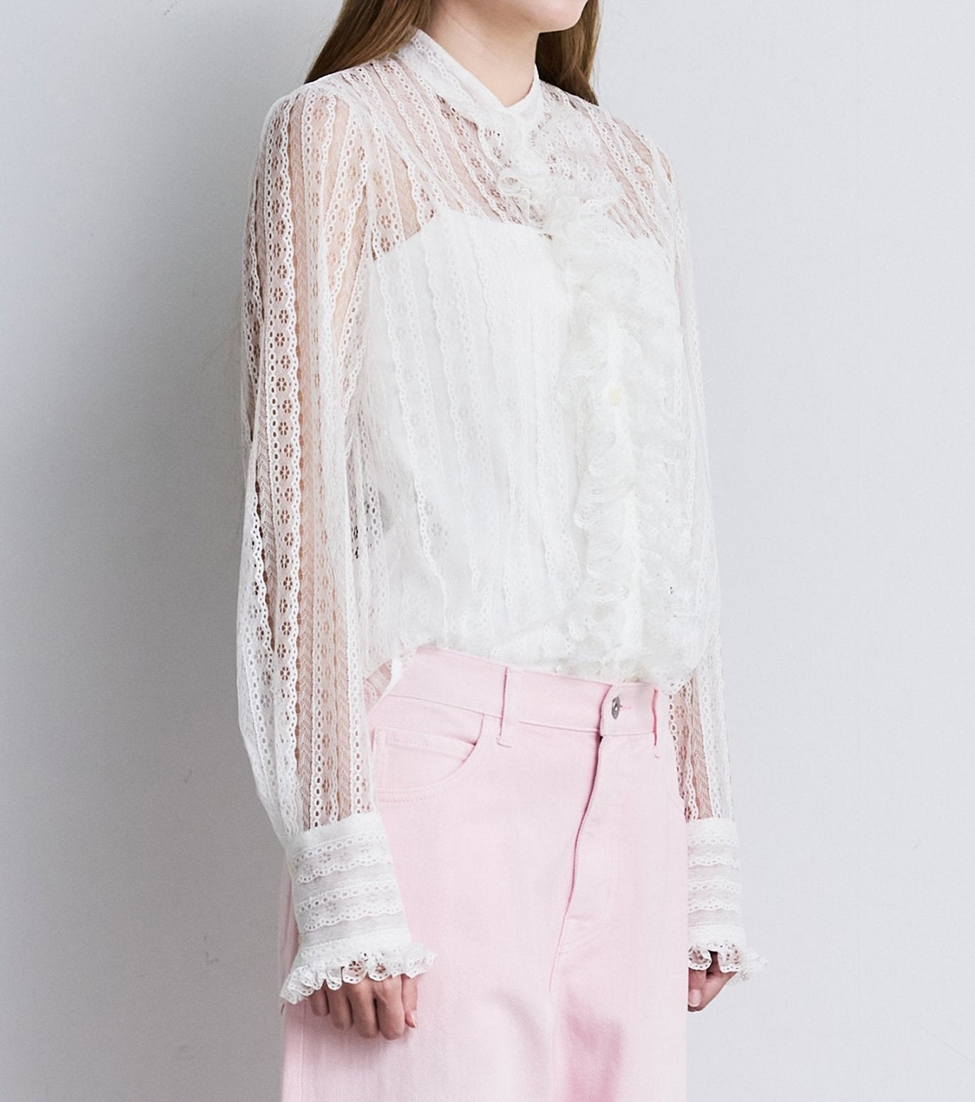 Lace Ruffle Detail Blouse